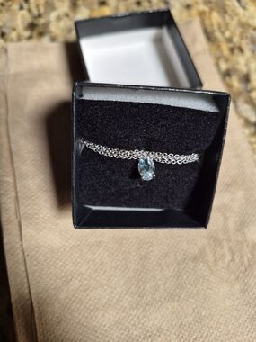 Sterling Silver Blue Topaz Pendant Necklace